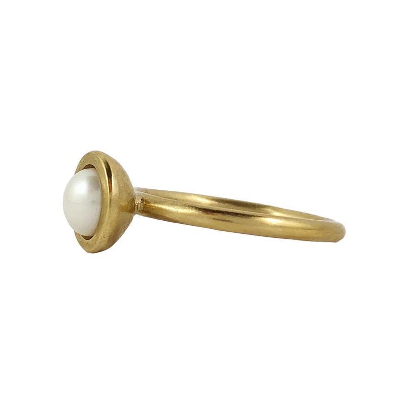 Gold and Pearl Cup Ring - Ari Athans