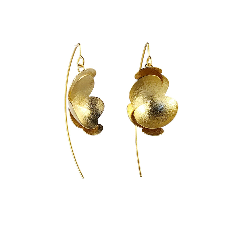 Lily Pad Gold Dangle Earrings - Tip to Toe