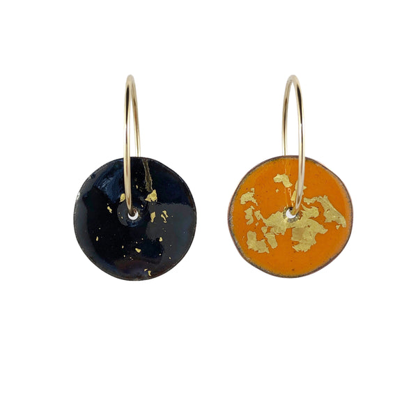 Orange and Black Disc Earrings - Judy Cala