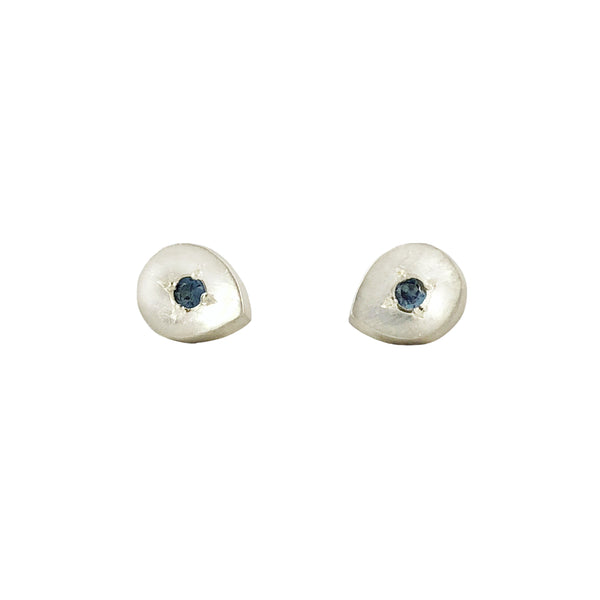 Rock Pool Sapphire and Silver Studs - Leah Abercrombie