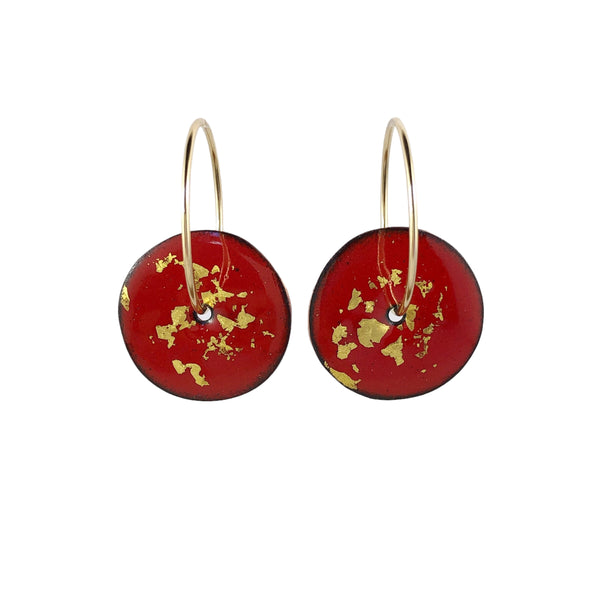 Red and Black Disc Earrings - Judy Cala