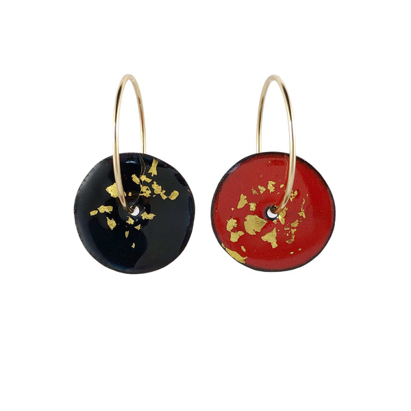 Red and Black Disc Earrings - Judy Cala