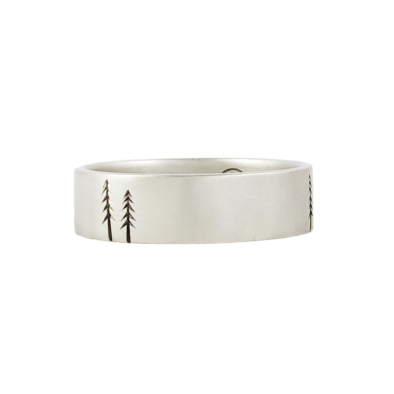 Silver Etched Pine Forest Ring - Ash Hilton