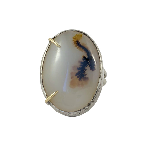 Chunky Oval Dendritic Agate Silver Ring - Regina Krawets