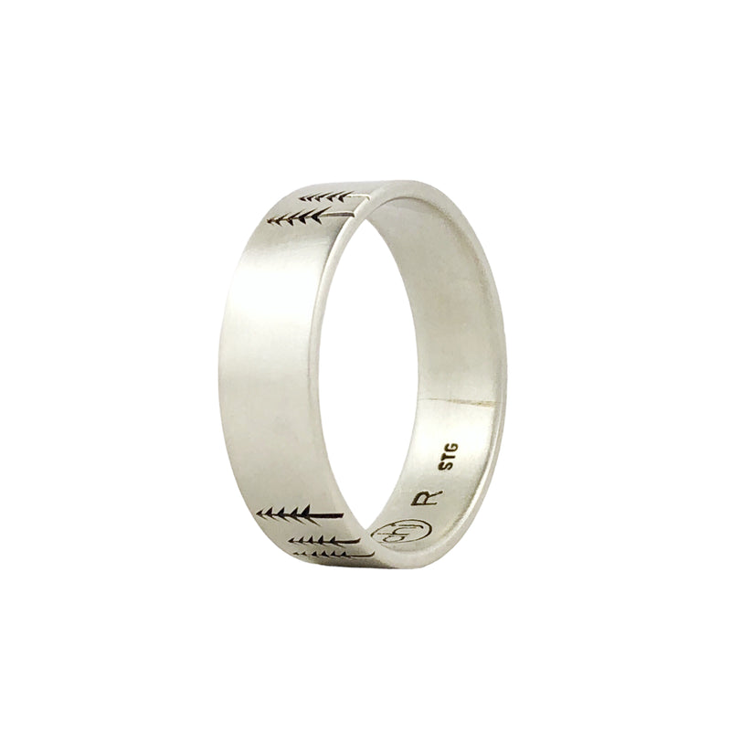 Silver Etched Pine Forest Ring - Ash Hilton