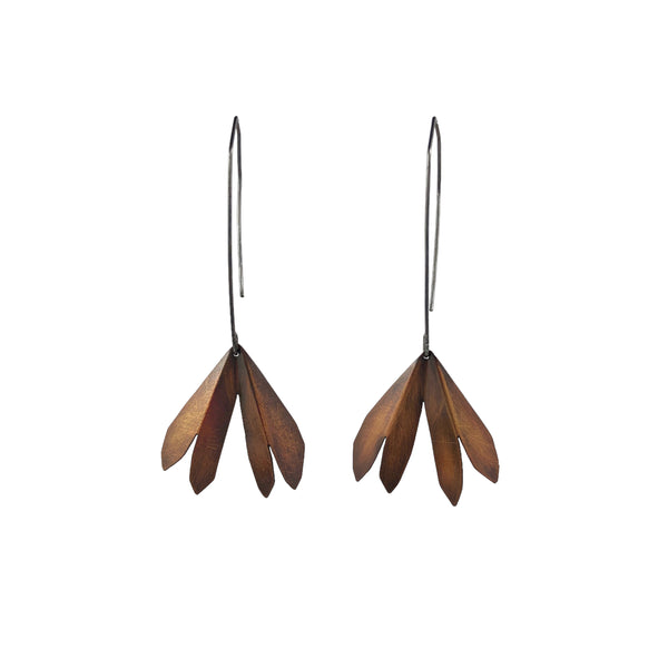 Flower Dangle Copper Earrings - Ananda Ungphakorn