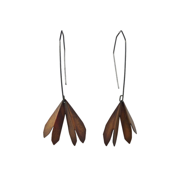 Flower Dangle Copper Earrings - Ananda Ungphakorn