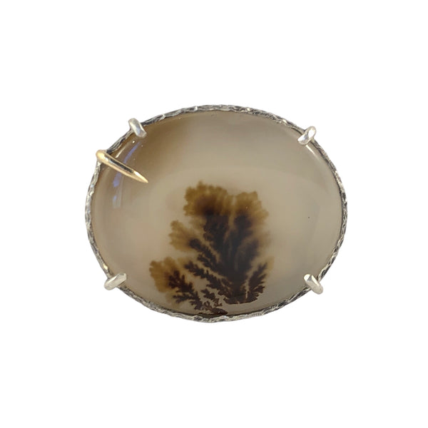 Chunky Oval Dendritic Agate Silver Ring - Regina Krawets
