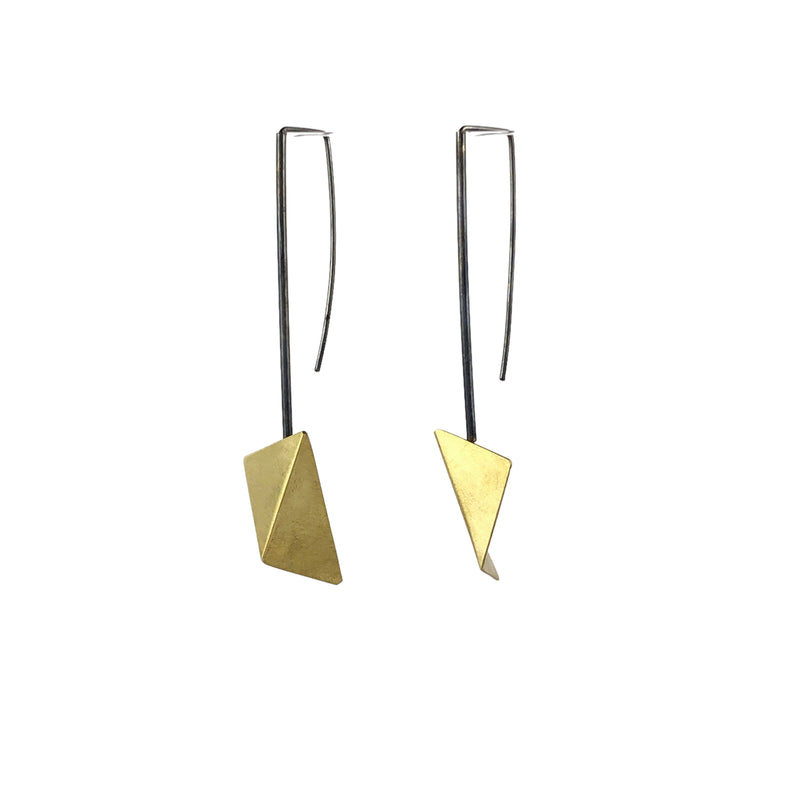 Triangle Drop Gold Earrings - Ananda Ungphakorn