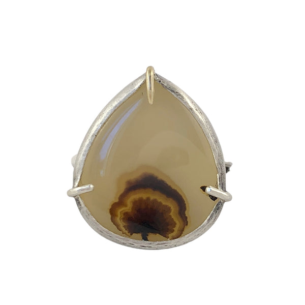 Chunky Pear Dendritic Agate Silver Ring - Regina Krawets