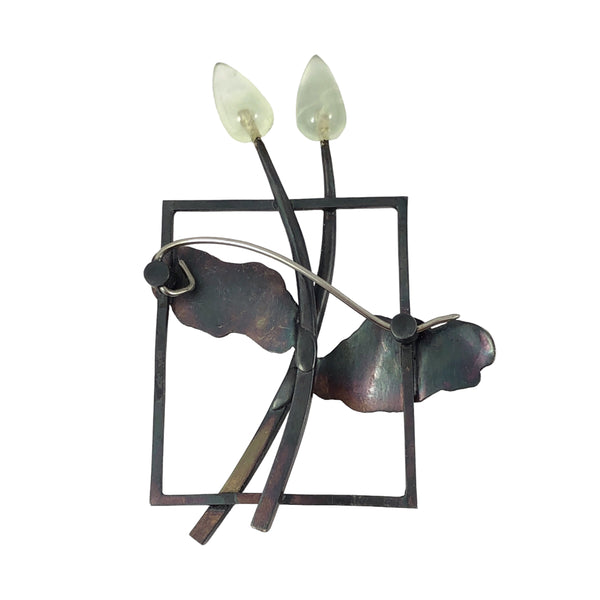 Framed Prehnite Buds Brooch - Regina Krawets