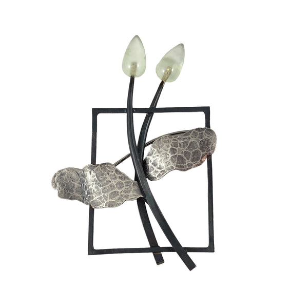 Framed Prehnite Buds Brooch - Regina Krawets