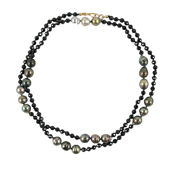 Tahitian Pearl & Black Spinel Necklace - Julia Stora