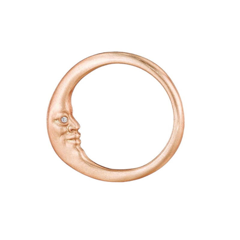 Crescent Moonface Ring in Rose Gold - Anthony Lent