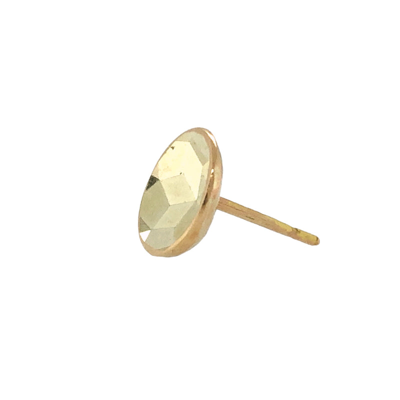 Large Round Impression Single Yellow Gold Stud - Louise Fischer