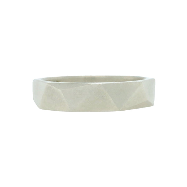 Asymmetrical Facet White Gold Ring - Ash Hilton