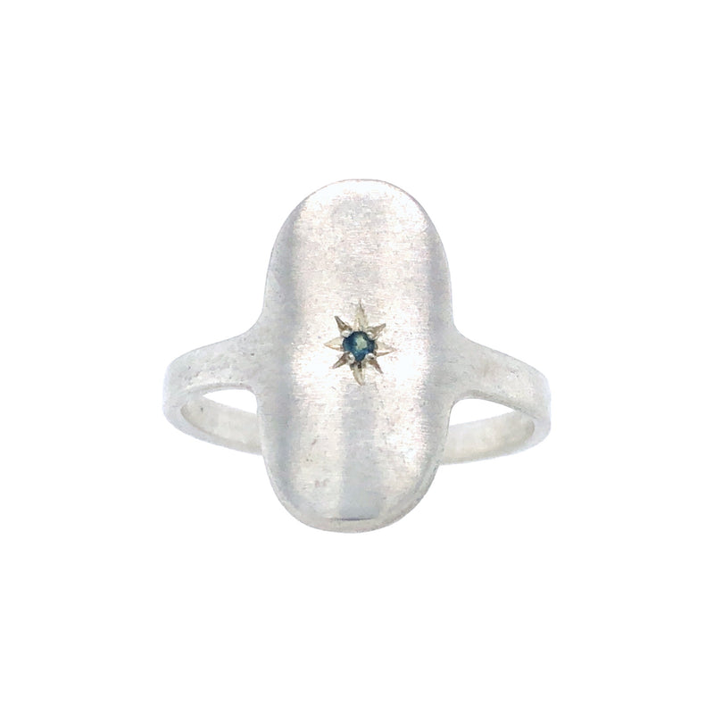 Oval Silver Signet Ring with Australian Sapphire - Nina Baker