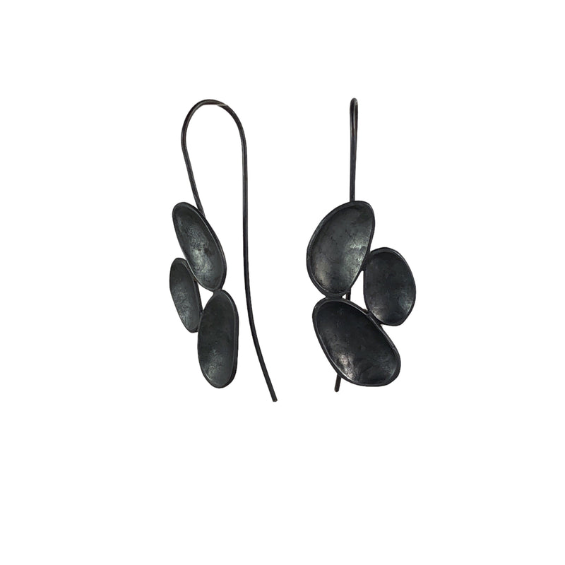Three Pebble Stack Oxidised Earrings - Sarah Bourke