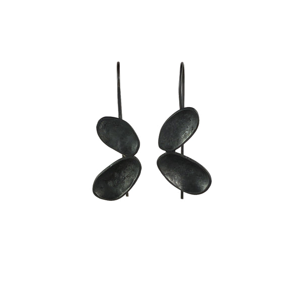 Two Pebble Stack Oxidised Earrings - Sarah Bourke