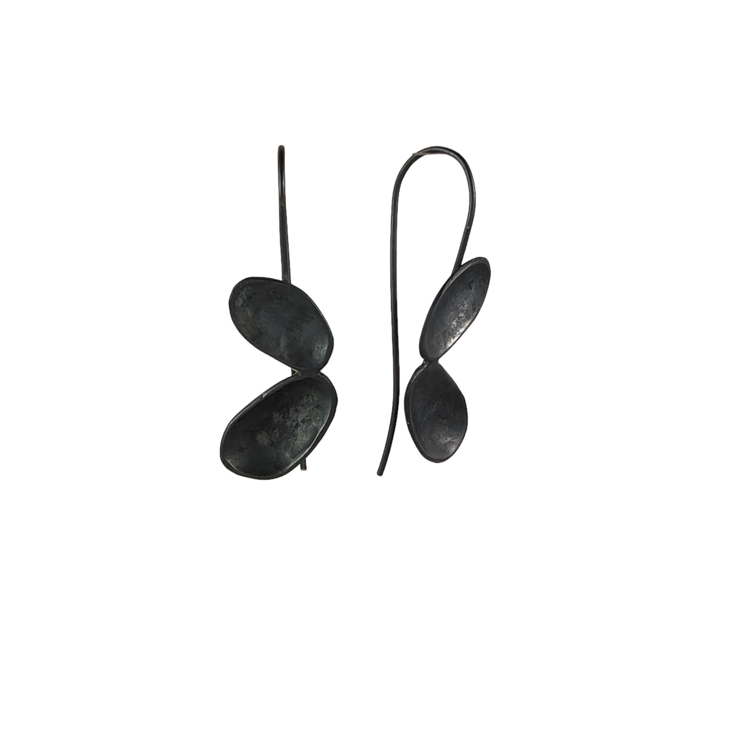 Two Pebble Stack Oxidised Earrings - Sarah Bourke