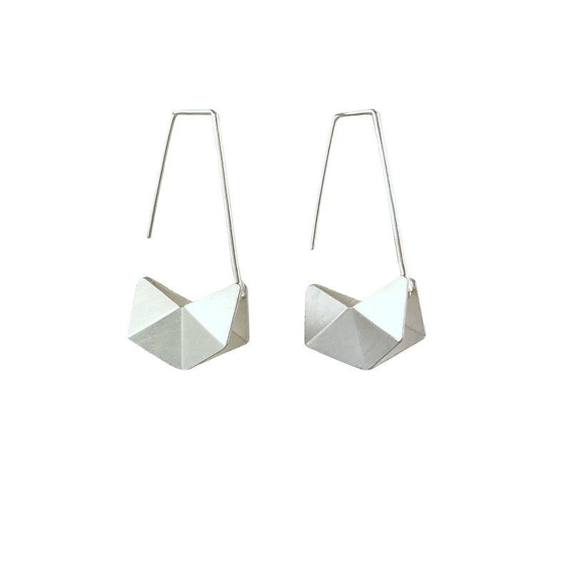 Hexagon 3D Earrings in Silver - Ananda Ungphakorn