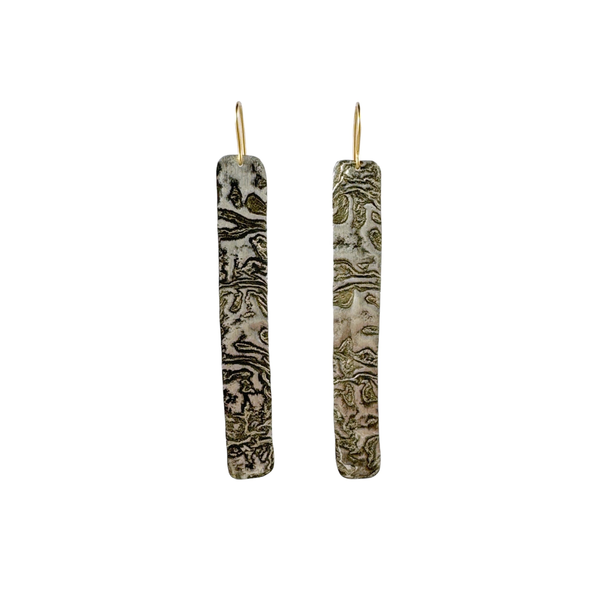 Bi-metal Long Rectangle Earrings - Jane Hodgetts