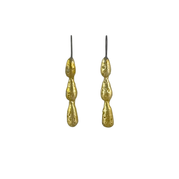 Brass Textured 'Pearl' Earrings - Jane Hodgetts