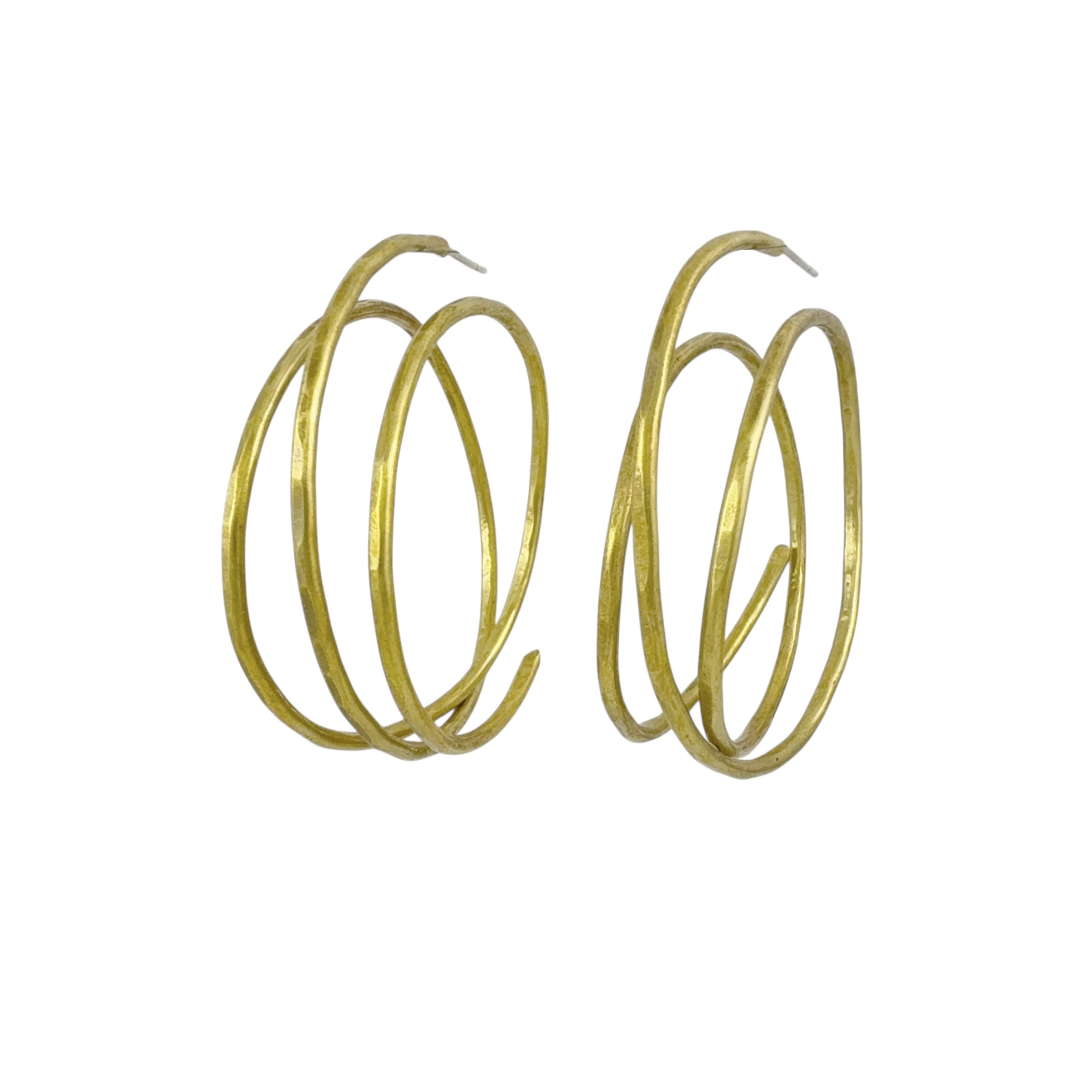 Brass Spiral Hoops - Jane Hodgetts