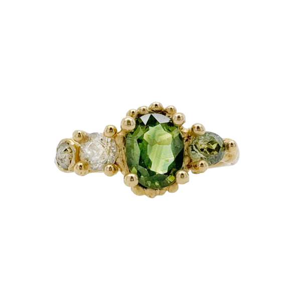 Green Sapphire and Diamond Four Stone Ring - Ruth Tomlinson