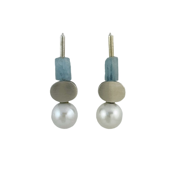 Aquamarine & Pearl Earrings - Ari Athans