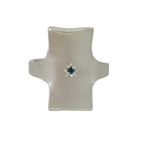 Rectangle Silver Signet Ring with Australian Sapphire - Nina Baker