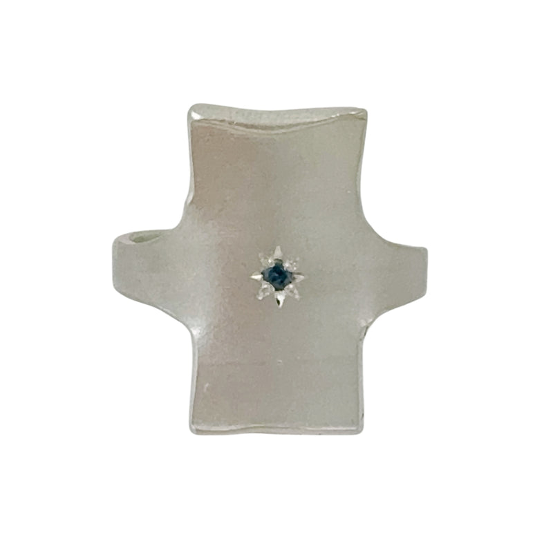 Rectangle Silver Signet Ring with Australian Sapphire - Nina Baker