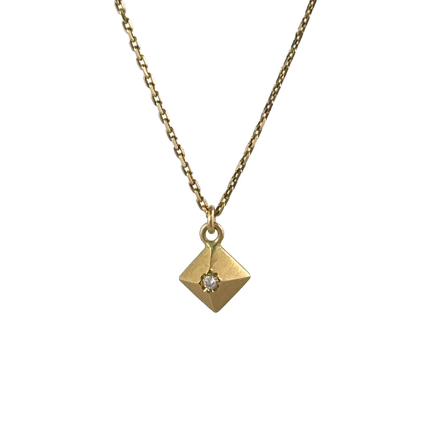 Pyramid Diamond Charm Gold Necklace - Emma Jane Donald