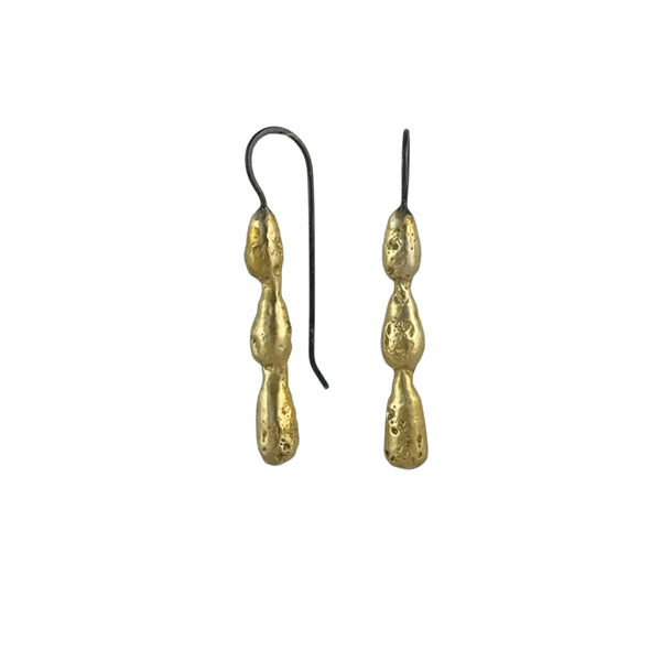 Brass Textured 'Pearl' Earrings - Jane Hodgetts