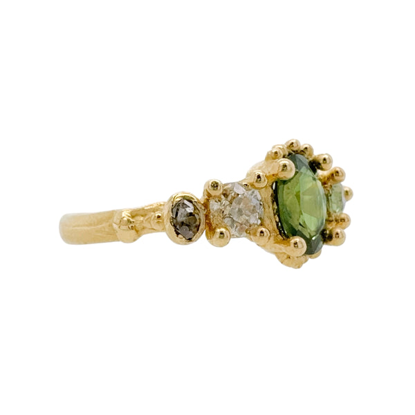 Green Sapphire and Diamond Four Stone Ring - Ruth Tomlinson