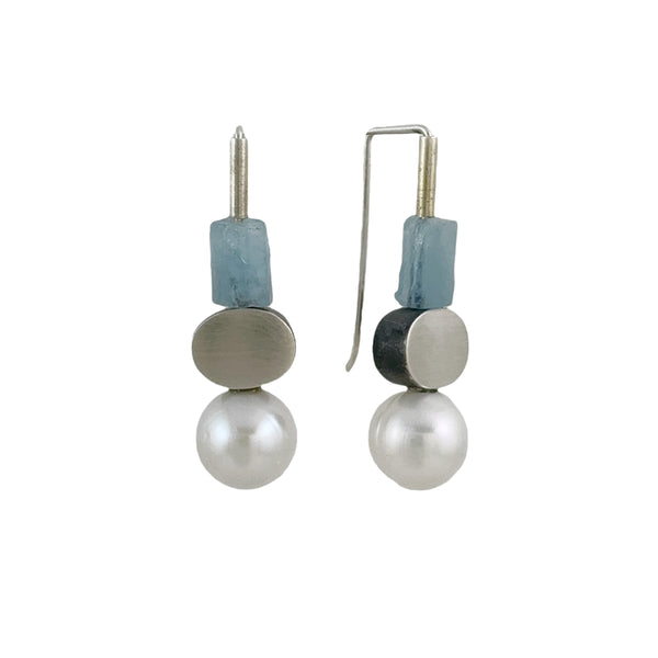 Aquamarine & Pearl Earrings - Ari Athans