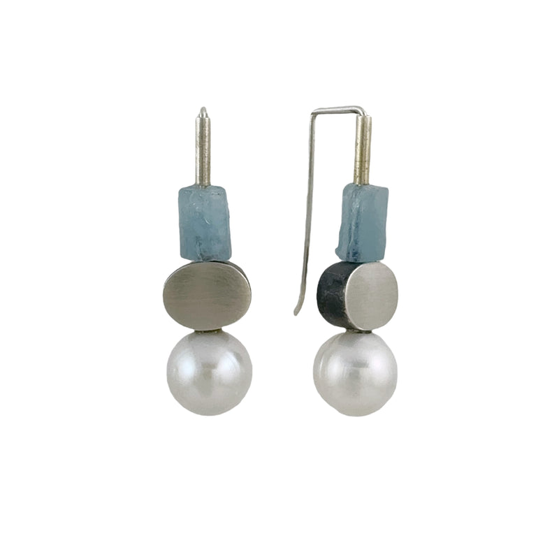 Aquamarine & Pearl Earrings - Ari Athans