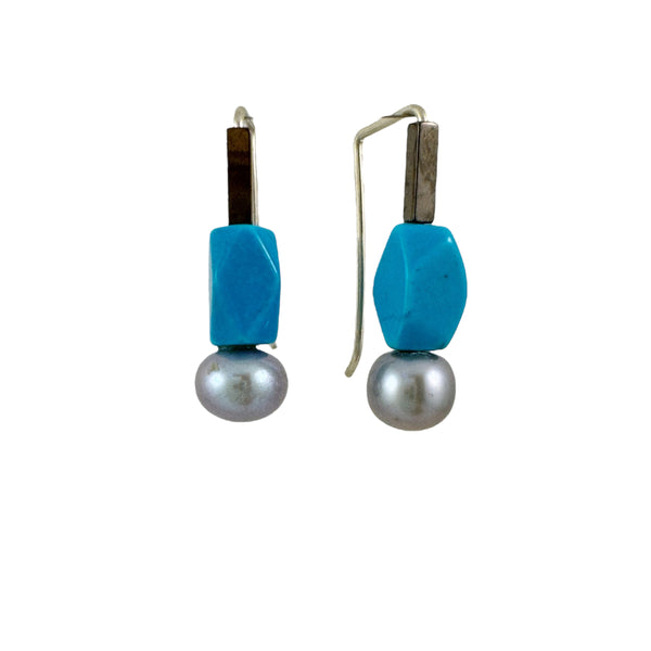 Sky Blue Pearl  Drop Earrings - Ari Athans