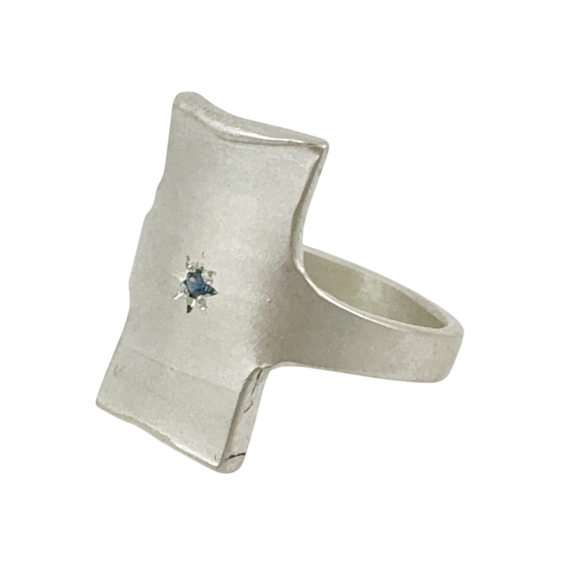 Rectangle Silver Signet Ring with Australian Sapphire - Nina Baker