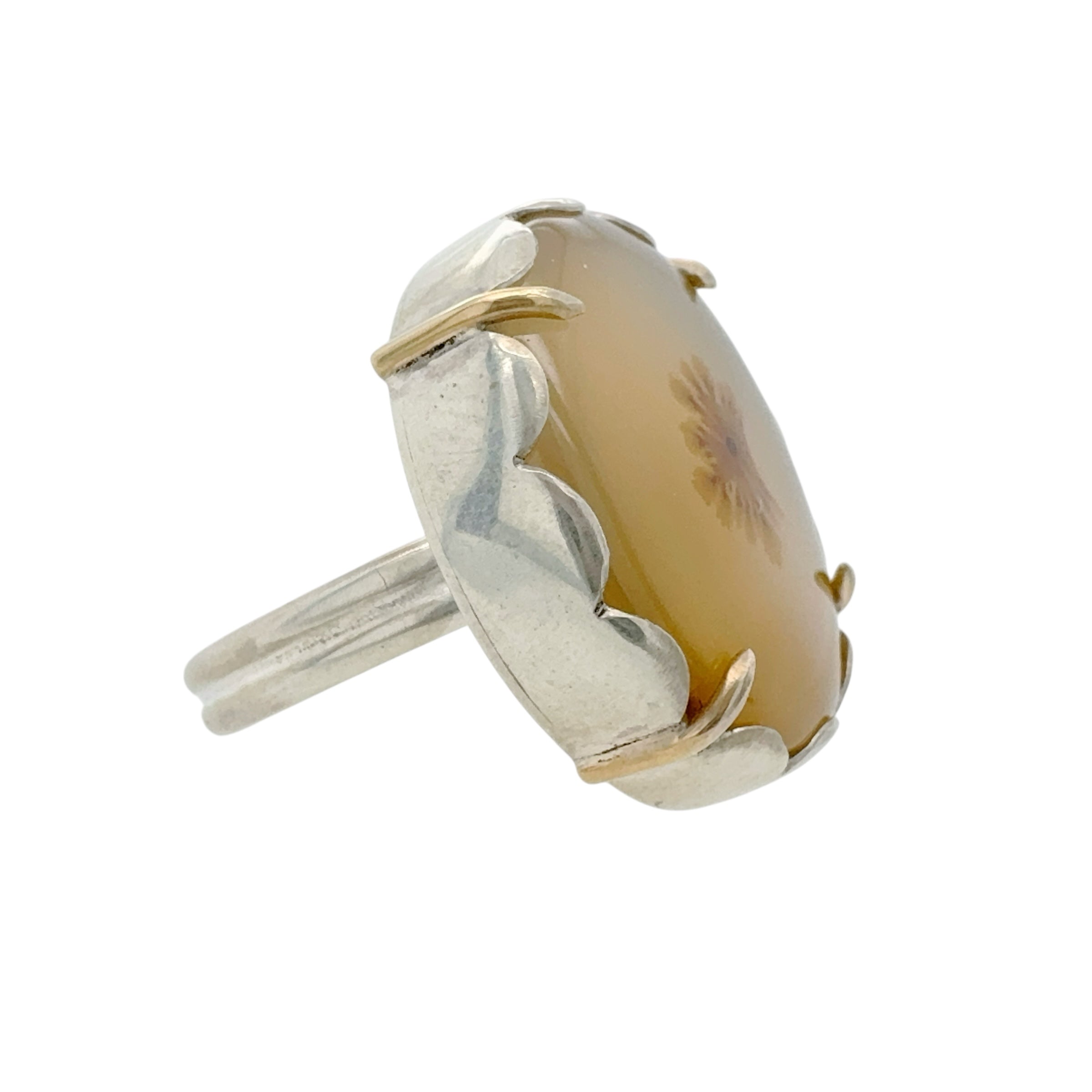 Scalloped Starburst Agate & Silver Ring - Regina Krawets
