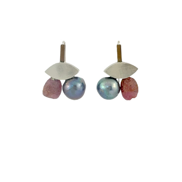 Ruby & Black Pearl Earrings - Ari Athans