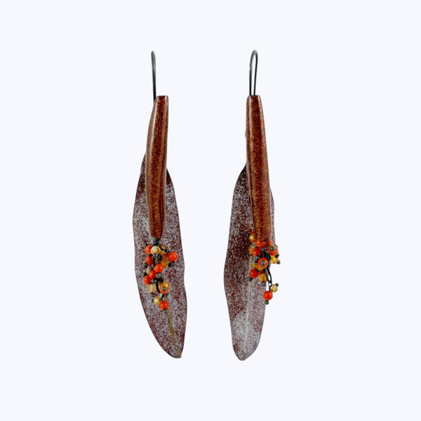 Happa Blue Gum Leaf Earrings - Kaoru Rogers