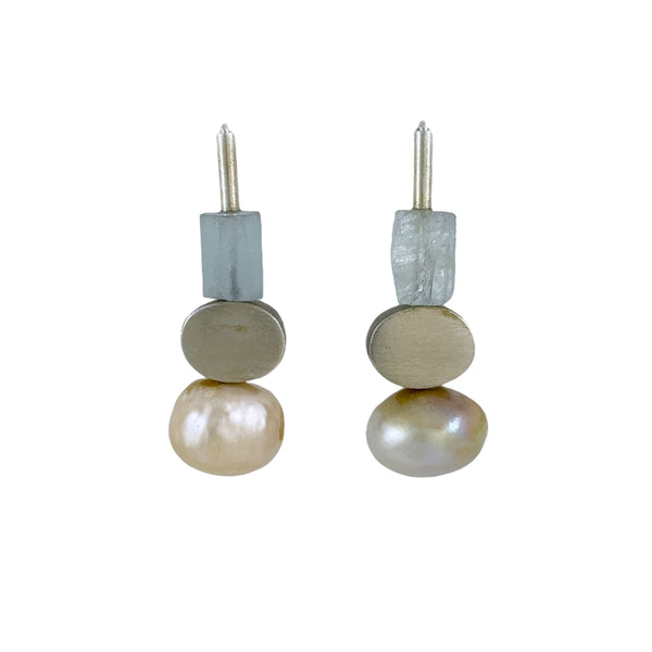 Aquamarine & Pearl Earrings - Ari Athans