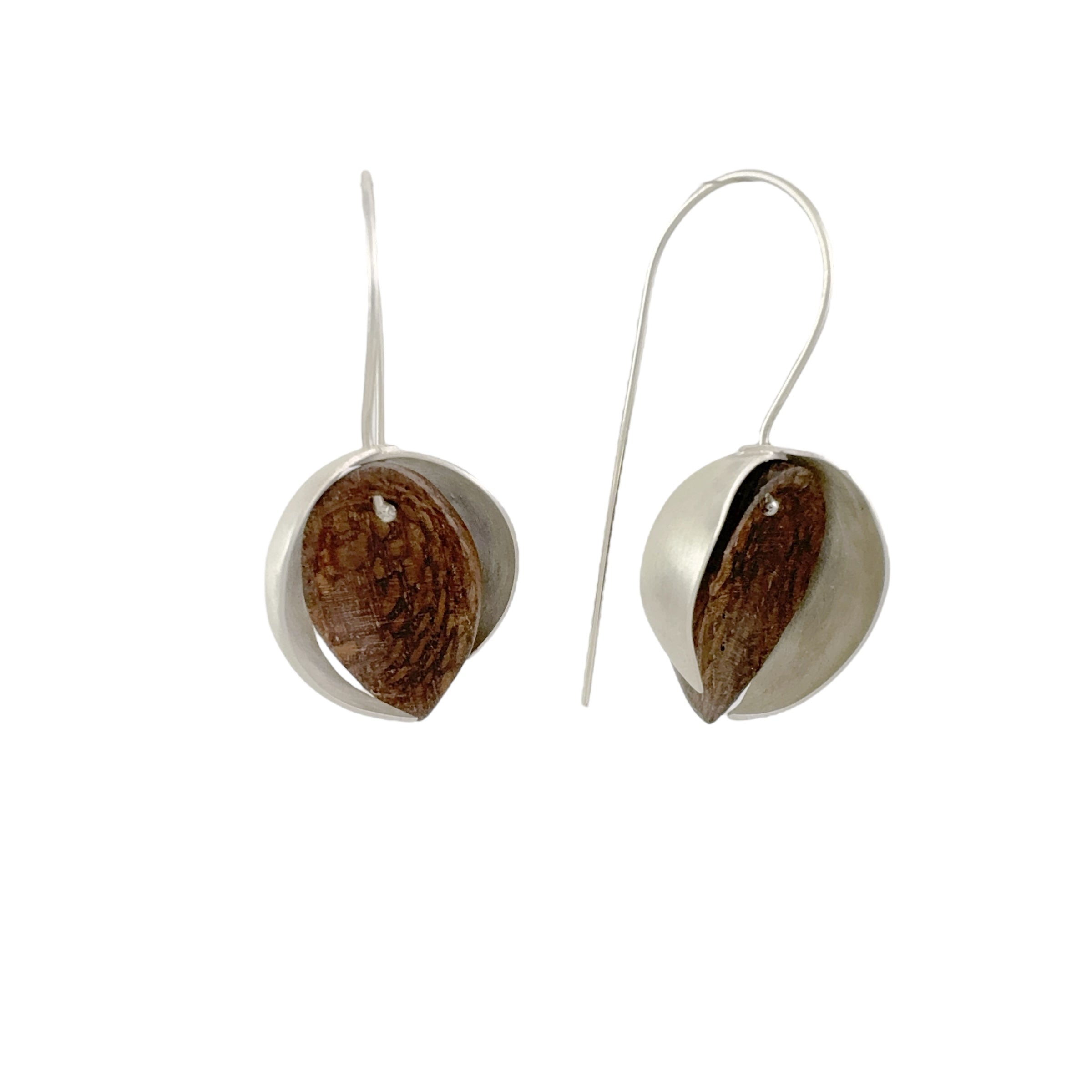 Bulb Silver & Wood Earrings - Sarah Bourke