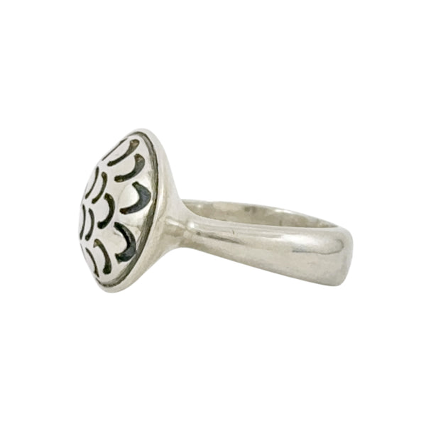 Silver Top Oval Ring - Catherine White