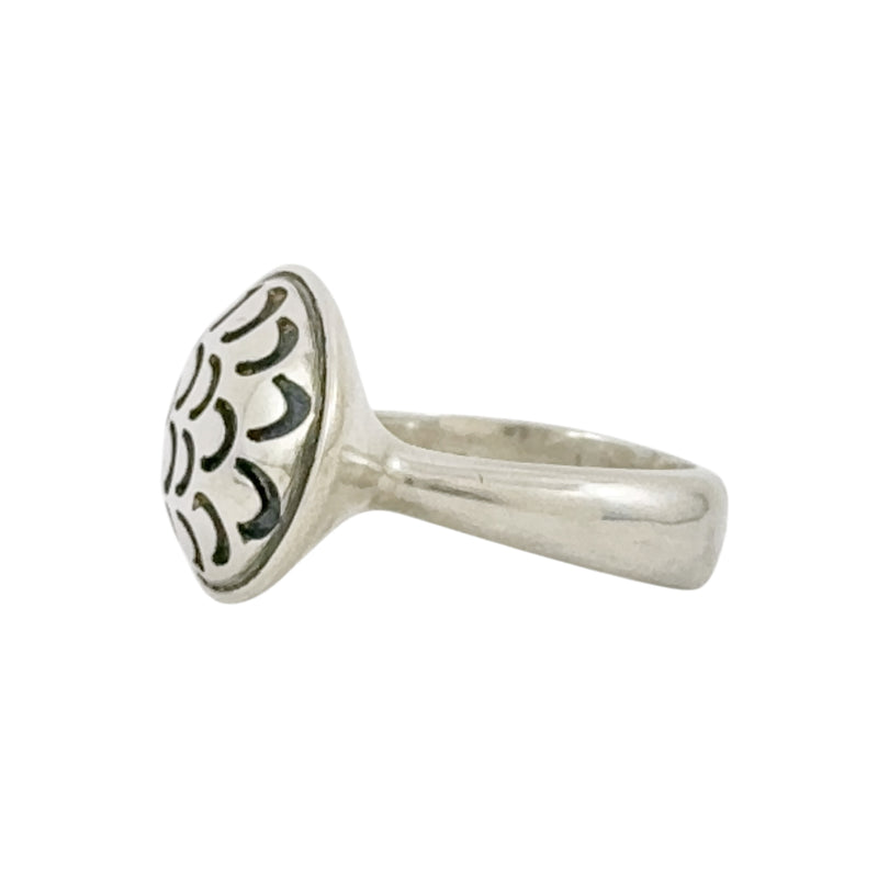 Silver Top Oval Ring - Catherine White