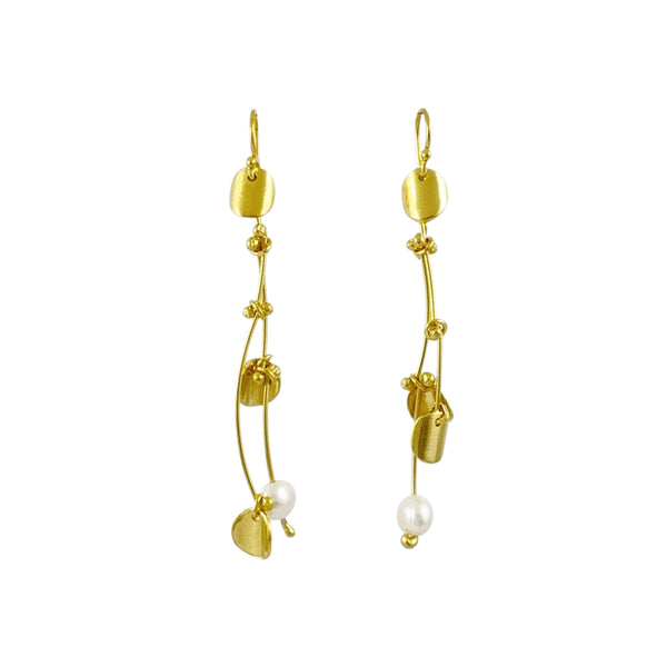 Golden Pearly Twig Earrings - Cynthia Nge