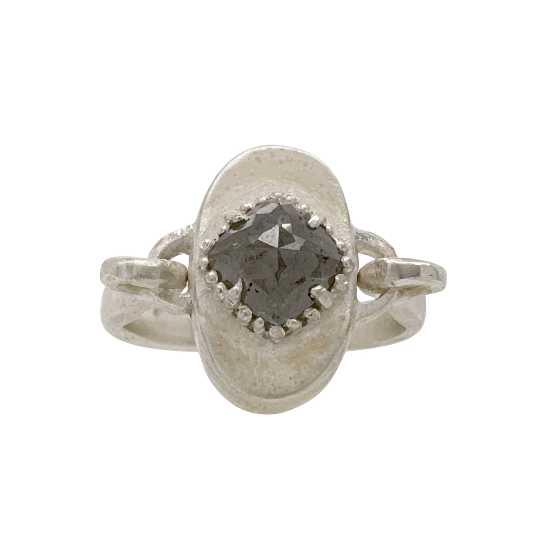 Silver Signet Ring with Diamond - Atelier Narce