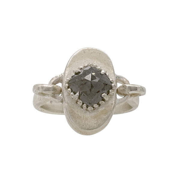 Silver Signet Ring with Diamond - Atelier Narce