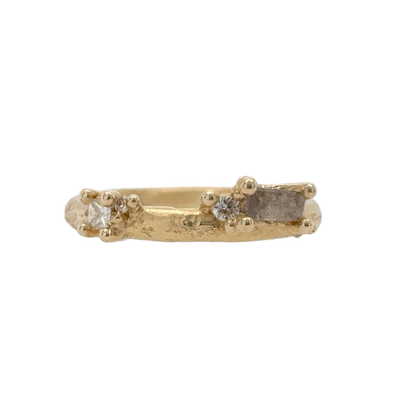 Half Round Band with Mixed-Cut Diamonds and Granules - Ruth Tomlinson